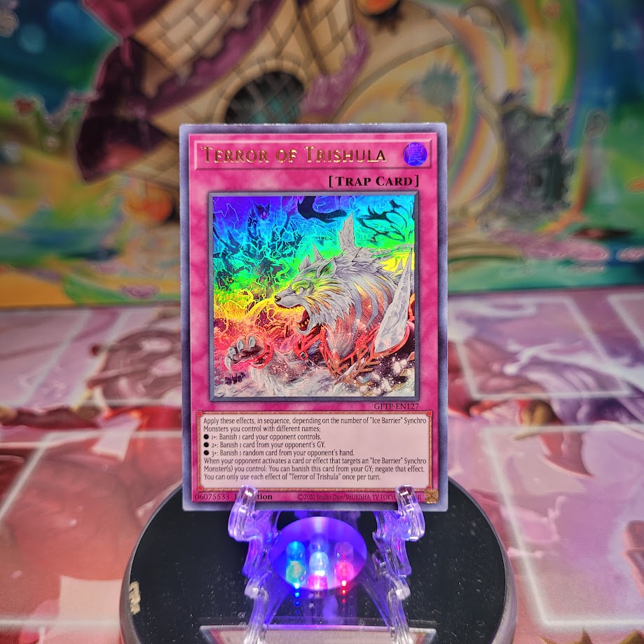 An Ultra Rare "Terror of Trishula" card from the Yugioh Set: Ghosts From the Past (GFTP).