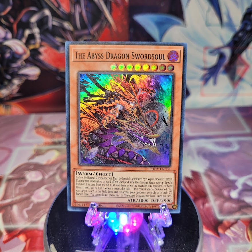 A Super Rare "The Abyss Dragon Swordsoul" card from the Yugioh Set: Photon Hypernova.