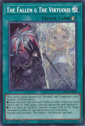 A Secret Rare "The Fallen & The Virtuous" card from the Yugioh Chronicles Structure Deck: The Fallen & The Virtuous (CH01).