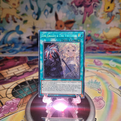 A Secret Rare "The Fallen & The Virtuous" card from the Yugioh Chronicles Structure Deck: The Fallen & the Virtuous (CH01).