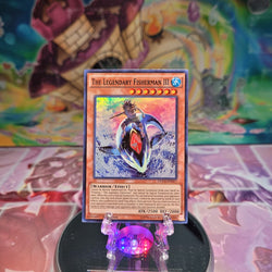 A Super Rare "The Legendary Fisherman III" card from the Yugioh Set: Dimension of Chaos.