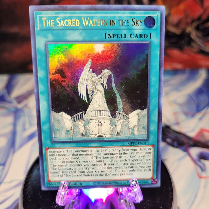 An Ultra Rare "The Sacred Waters in the Sky" card from the Yugioh Set: Ghosts From the Past: The 2nd Haunting.