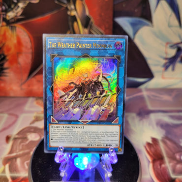 An Ultra Rare "The Weather Painter Moonbow" card from the Yugioh Set: Dimension Force.