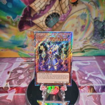 A Platinum Secret Rare "Thunder King Rai-Oh" card from the Yugioh Set: Quarter Century Bonanza (RA03).