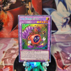A Secret Rare "Time Wizard of Tomorrow" card from the Yugioh Set: Dragons of Legend: The Complete Series (DLCS).