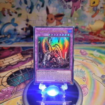 An Ultra Rare "Titaniklad the Ash Dragon" card from the Yugioh Structure Deck: The Fallen & The Virtuous (CH01).