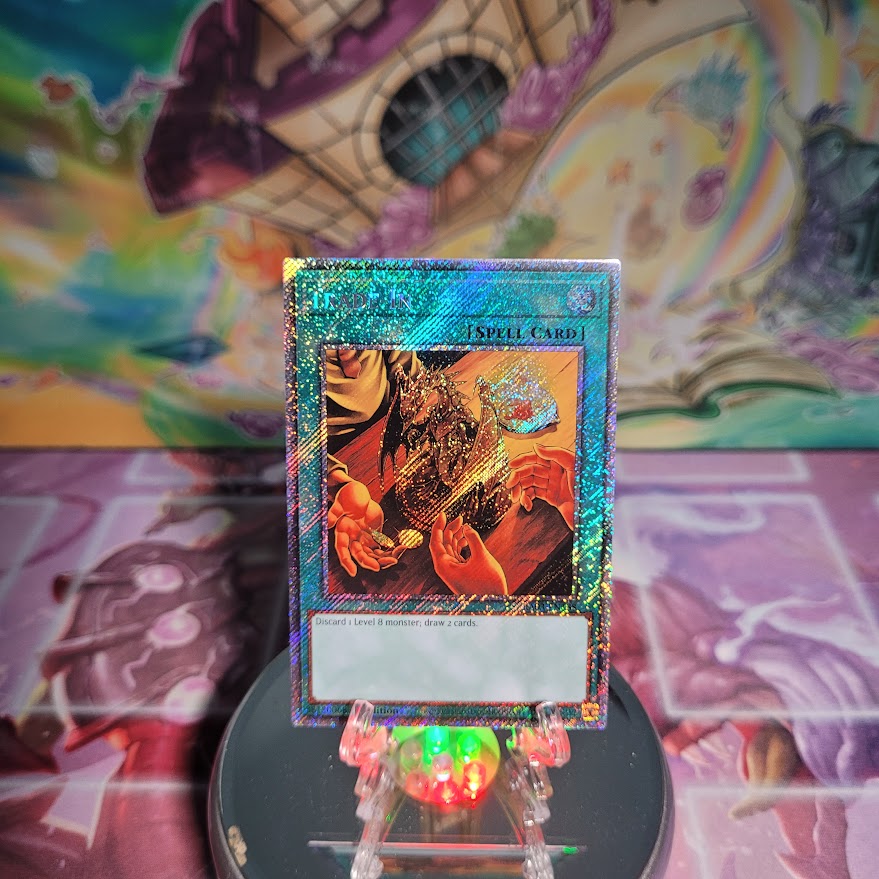 A Platinum Secret Rare "Trade-In" card from the Yugioh Set: Quarter Century Bonanza (RA03).