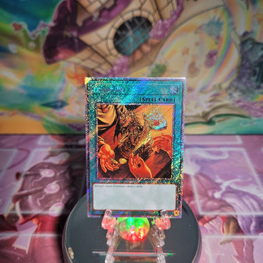 A Platinum Secret Rare "Trade-In" card from the Yugioh Set: Quarter Century Bonanza (RA03).