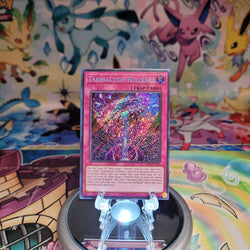A Secret Rare "Transaction Rollback" card from the Yugioh Set: Quarter Century Stampede (RA04).