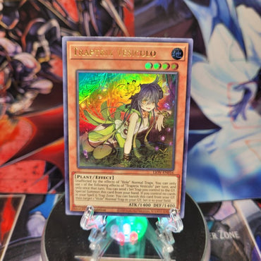 An Ultra Rare "Traptrix Vesiculo" card from the Yugioh Set: Lightning Overdrive.