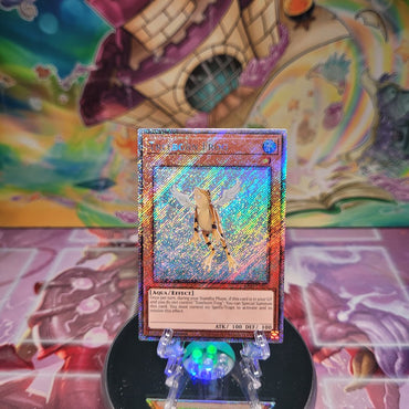 A Platinum Secret Rare "Treeborn Frog" card from the Yugioh Set: Quarter Century Bonanza (RA03)