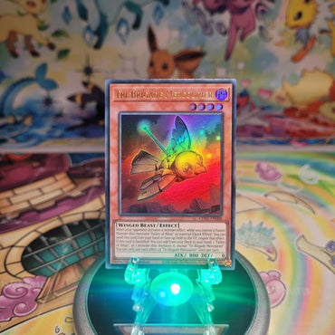 An Ultra Rare "Tri-Brigade Mercourier" card from the Yugioh Structure Deck: The Fallen & The Virtuous (CH01).