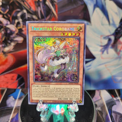 A Prismatic Secret Rare "Trickstar Corobane" card from the Yugioh 2020 Tin of Lost Memories Mega-Tin Mega Pack.