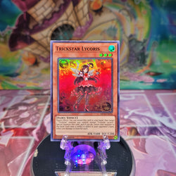 A Super Rare "Trickstar Lycoris" card from the Yugioh 2018 Mega-Tins Mega Pack.