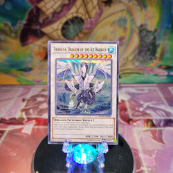 An Ultra Rare "Trishula, Dragon of the Ice Barrier" card from the Yugioh Set: Duelist Saga.