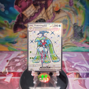 An Ultra Rare "Tsareena Ex" (220/182) card from the Pokemon Set: Paradox Rift.