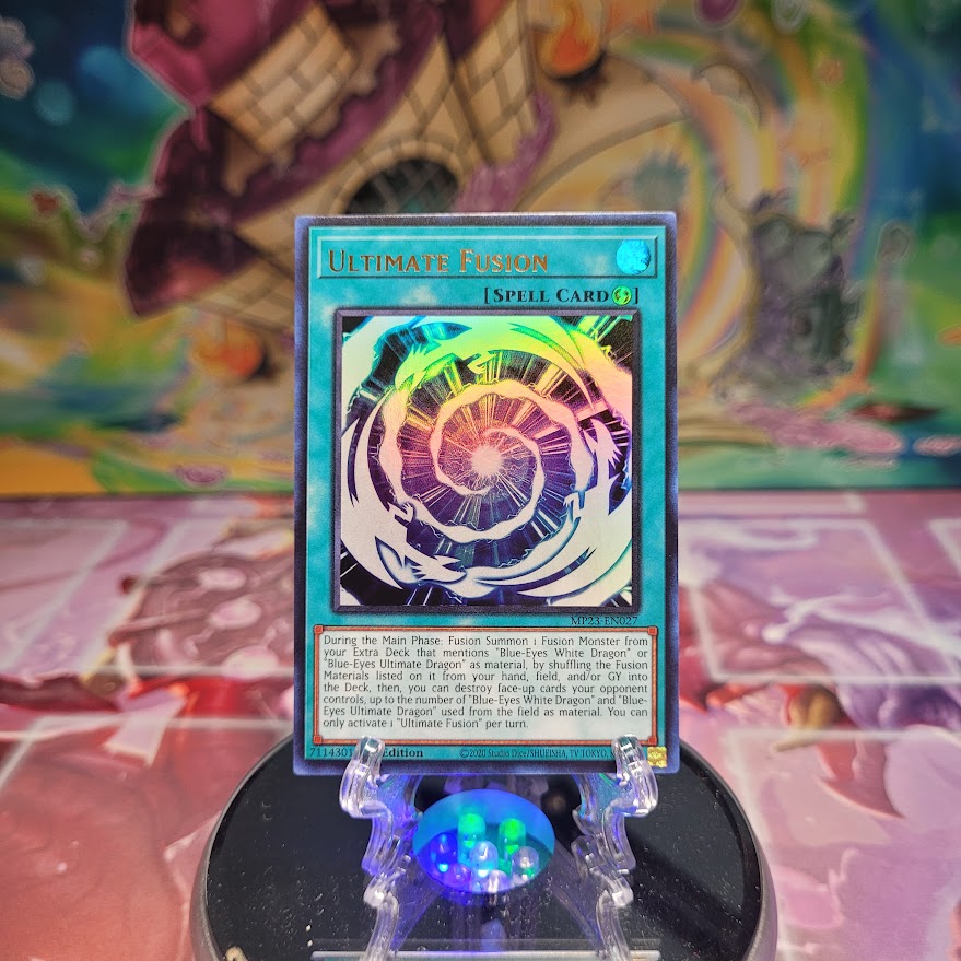 An Ultra Rare "Ultimate Fusion" card from the Yugioh Set: 25th Anniversary Tin: Dueling Heroes Mega-Tin Mega Pack.