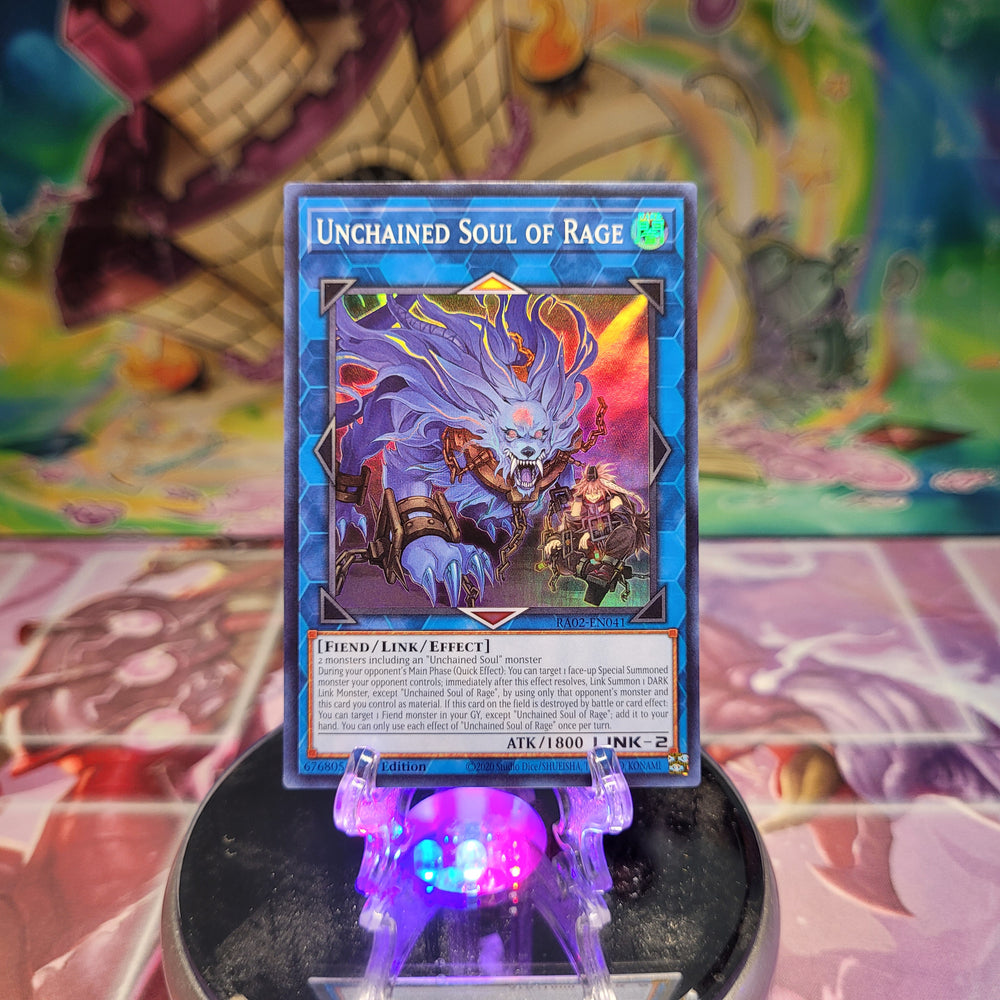 A Super Rare "Unchained Soul of Rage" card from the Yugioh Set: Rarity Collection 2 (RA02).