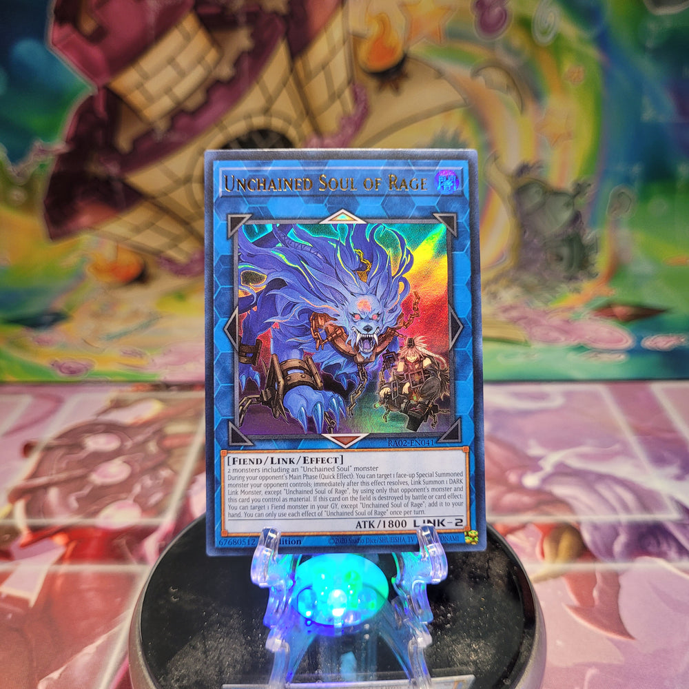 An Ultra Rare "Unchained Soul of Rage" card from the Yugioh Set: Rarity Collection 2 (RA02).