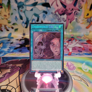 A Secret Rare "Underworld Circle" card from the Yugioh Set: Magnificent Monsters (MAMO).