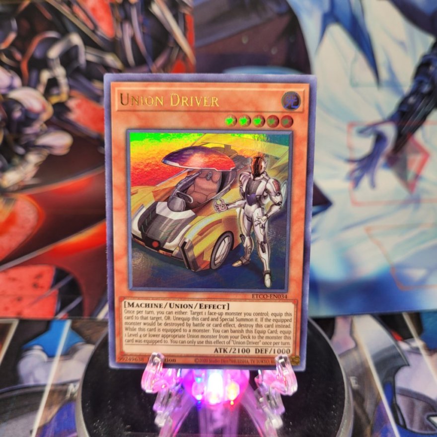 An Ultra Rare "Union Driver" card from the Yugioh Set: Eternity Code.