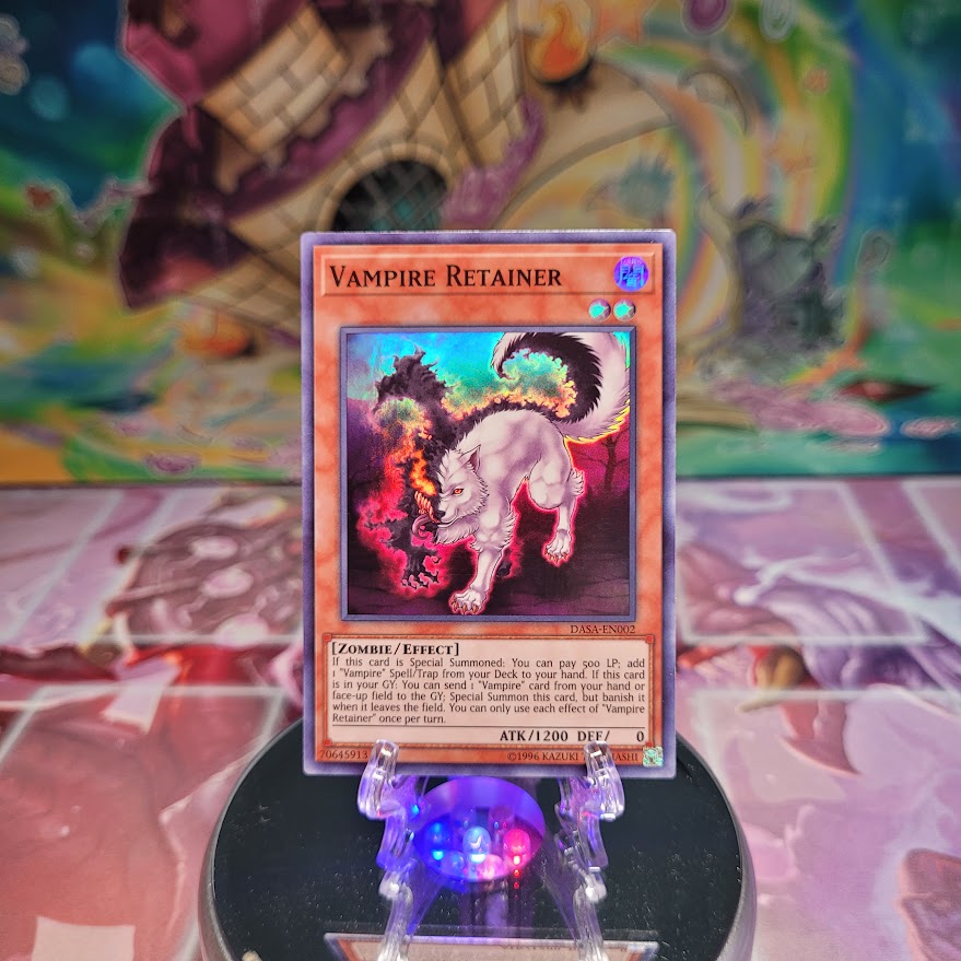 A Super Rare "Vampire Retainer" card from the Yugioh Set: Dark Saviors.