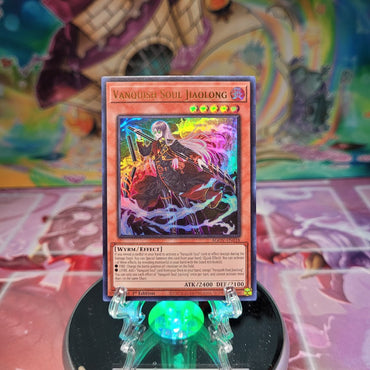 An Ultra Rare "Vanquish Soul Jiaolong" card from the Yugioh Set: Age of Overlord (AGOV).