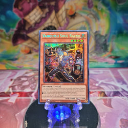 A Prismatic Secret Rare "Vanquish Soul Razen" card from the Yugioh Set: 25th Anniversary Tin: Dueling Mirrors (MP24).