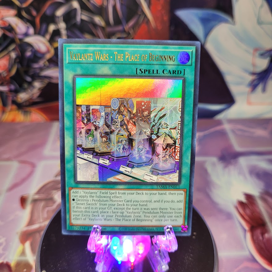 An Ultra Rare "Vaylantz Wars - The Place of Beginning" card from the Yugioh Set: Tactical Masters.