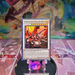 An Ultra Rare "Vermillion Dragon Mech" card from the Yugioh Set: Duel Devastator.