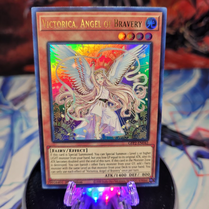  An Ultra Rare "Victorica, Angel of Bravery" card from the Yugioh Set: Ghosts From the Past: The 2nd Haunting (GFP2).