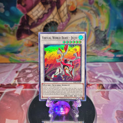 A Super Rare "Virtual World Beast - Jiujiu" card from the Yugioh Set: Phantom Rage.