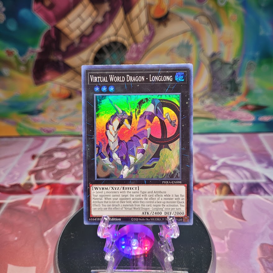 A Super Rare "Virtual World Dragon - Longlong card from the Yugioh Set: Phantom Rage.