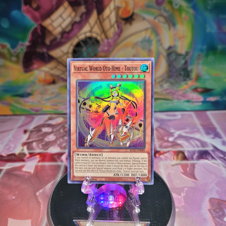 A Super Rare "Virtual World Oto- Hime - Toutou" card from the Yugioh Set: Blazing Vortex.