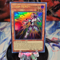 An Ultra Rare "Vision Hero Poisoner" card from the Yugioh Set: Ghosts From the Past: The 2nd Haunting (GFP2).