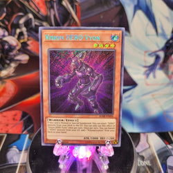 A Secret Rare "Vision Hero Vyon" card from the Yugioh Set: Battles of Legend: Hero's Revenge.