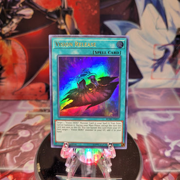 An Ultra Rare "Vision Release" card from the Yugioh Set: Battles of Legend: Hero's Revenge (BLHR).