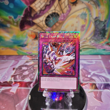 A Platinum Secret Rare "Void Trap Hole" card from the Yugioh Set: Quarter Century Stampede (RA04).