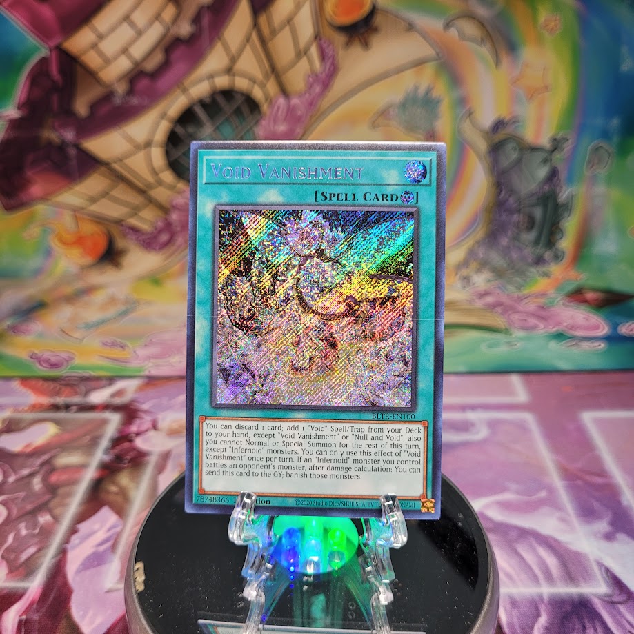 A Secret Rare "Void Vanishment" card from the Yugioh Set: Battles of Legend: Terminal Revenge.