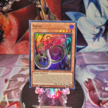 A Super Rare "Votis" card from the Yugioh Set: Cyberstorm Access.