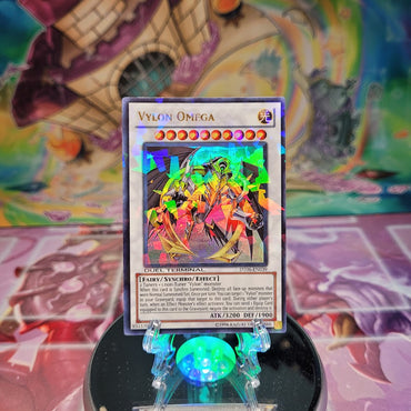 A Duel Terminal Ultra Rare "Vylon Omega" card from the Yugioh Set: Duel Terminal 6 (DT06).