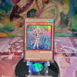 A Prismatic Secret Rare "Water Enchantress of the Temple" card from the Yugioh Dueling Heroes Mega-Tin Mega Pack.