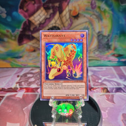 An Ultra Rare "Wattgiraffe" card from the Yugioh Set: Duel Overload.