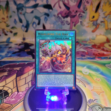 An Ultra Rare "Whirlwind Fur Hire" card from the Yugioh Set: Magnificent Monsters (MAMO).