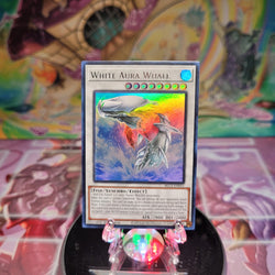 An Ultra Rare Silver "White Aura Whale" card from the Yugioh Set: Battles of Legend: Chapter 1.