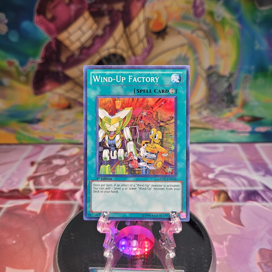 A Super Rare "Wind-Up Factory" card from the Yugioh Set: Generation Force.