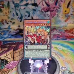 A Secret Rare "Wind Unicorn Parallel, the Dracoslayer" card from the Yugioh Set: Magnificent Monsters (MAMO).