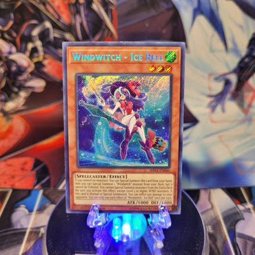 A Secret Rare "Windwitch - Ice Bell" card from the Yugioh Set: Shadows in Valhalla.