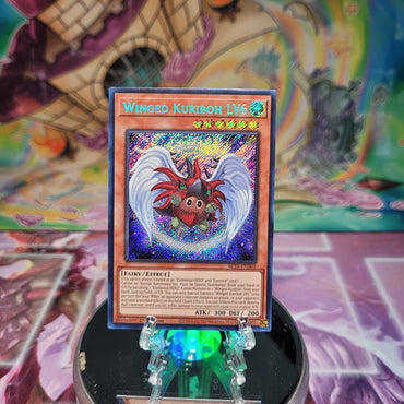 A Secret Rare "Winged Kuriboh LV6" card from the Yugioh Set: Battles of Legend: Terminal Revenge.