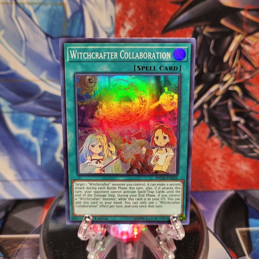  A Super Rare "Witchcrafter Collaboration" card from the Yugioh Set: The Infinity Chasers.